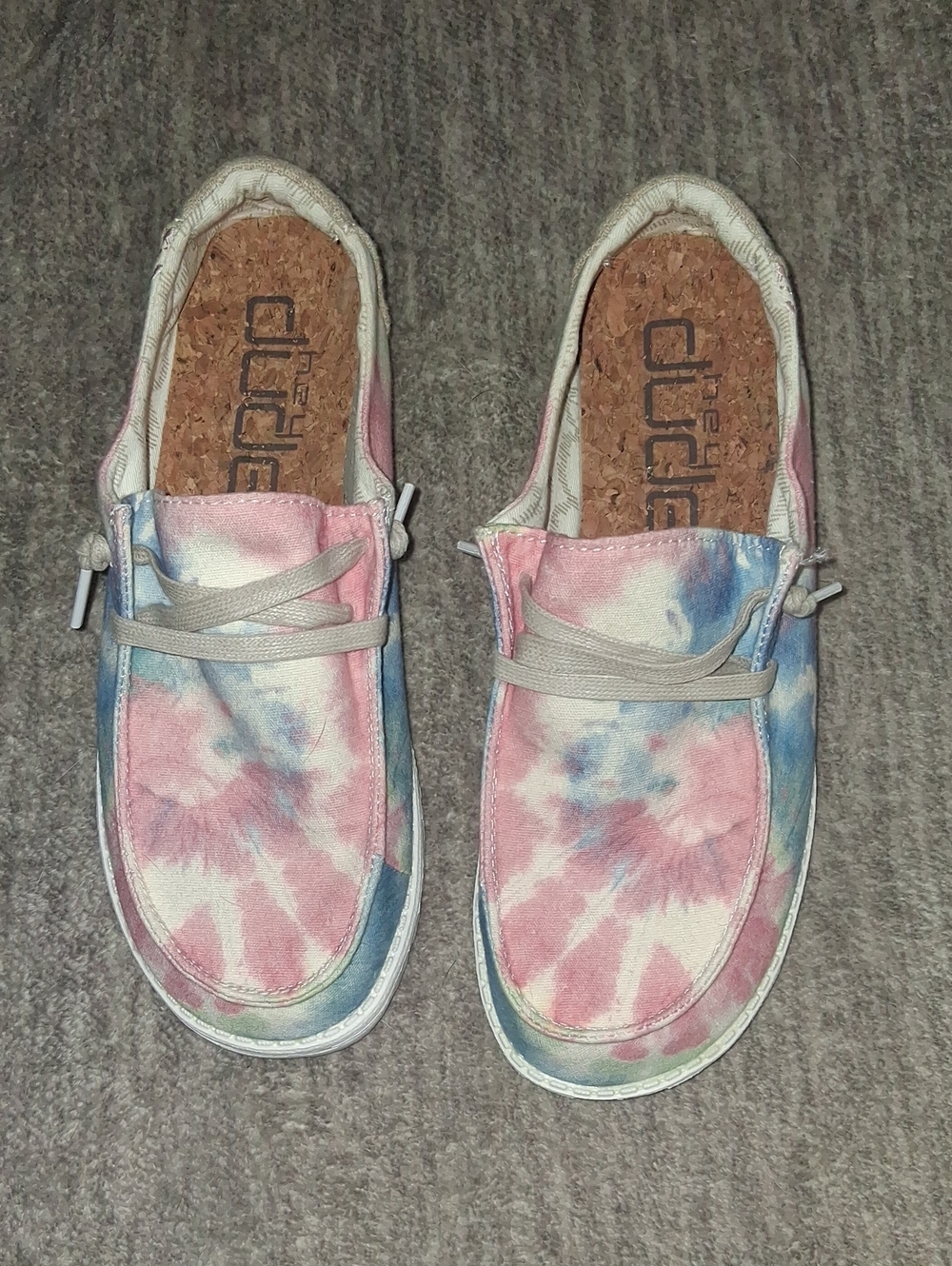 Hey Dude Womens Tie-Dye Slip-On Shoes in Pink and Blue